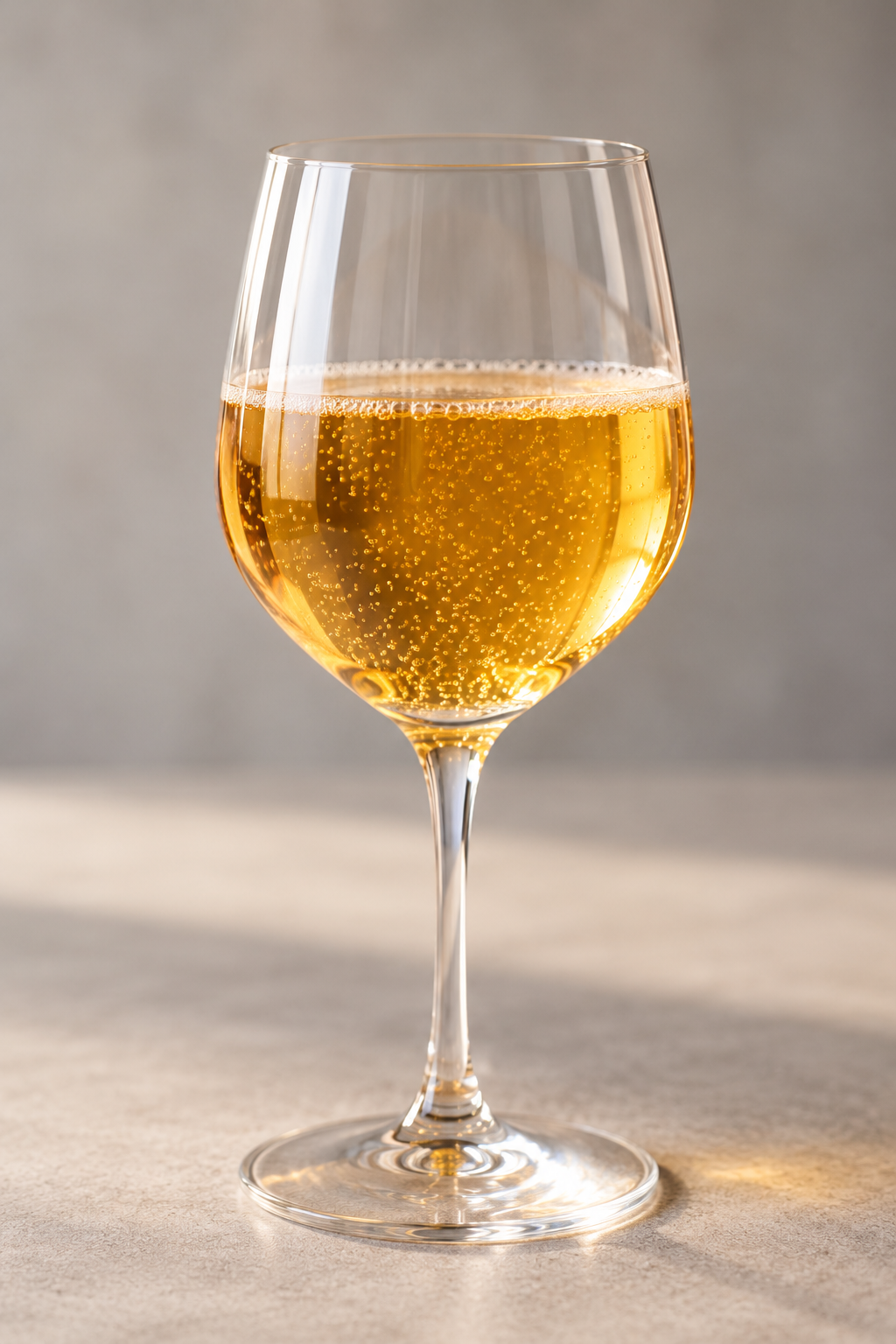 Gouden bruisdrank in wijnglas